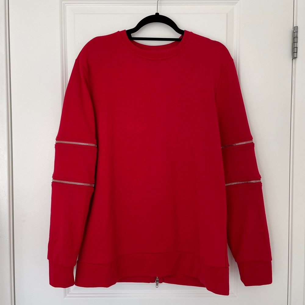 Red Sweater with Zipper Sleeves!